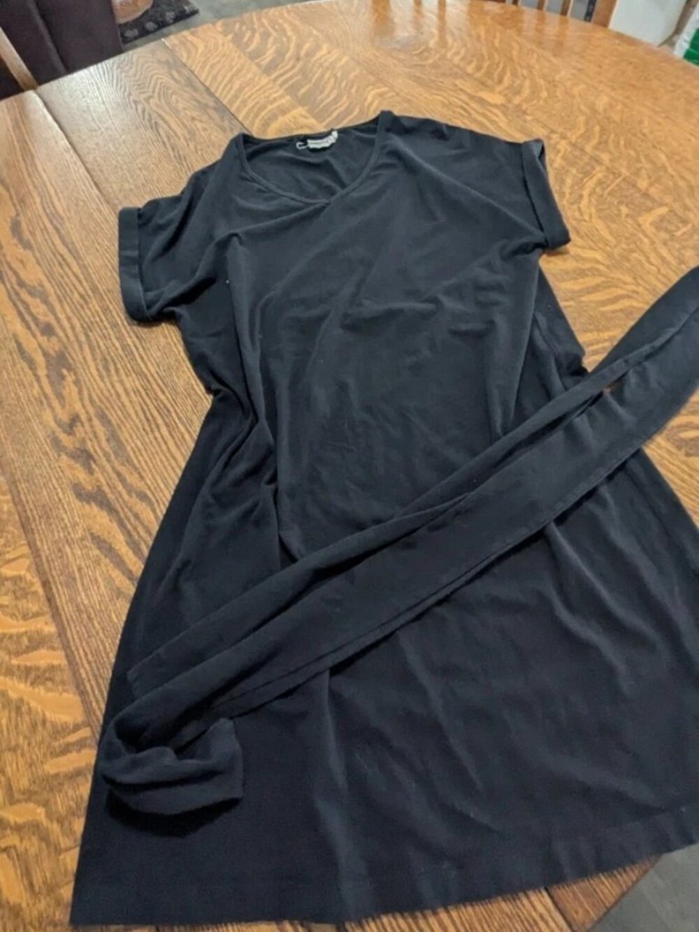 Small Fair Trade Mata Traders Black Dress with Belt Ribbon 100% Cotton